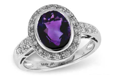 Allison Kaufman Amethyst & Diamond Ring in 14K White Gold, 2.39 ctw