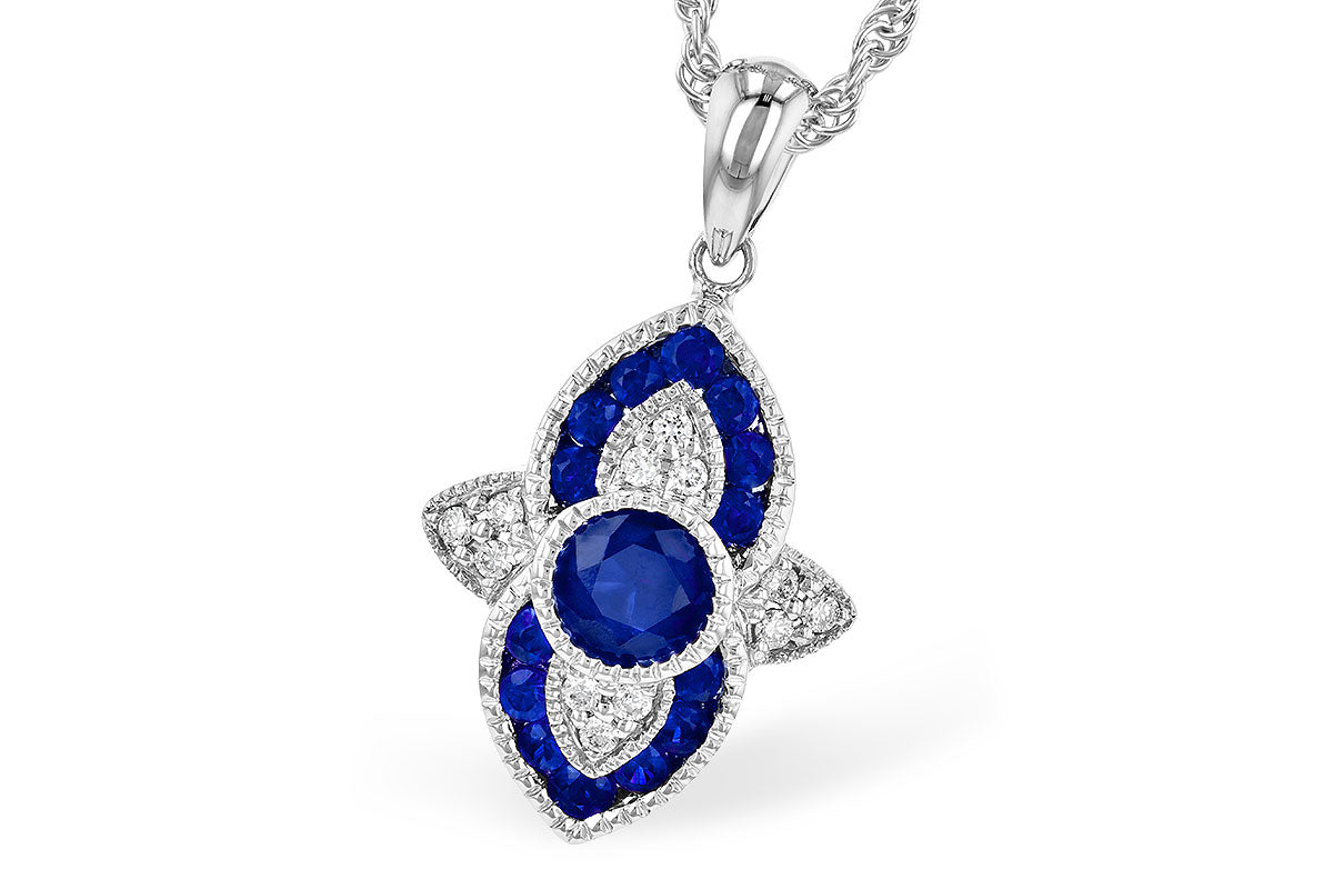 Allison Kaufman Sapphire & Diamond Necklace in 14K White Gold, 0.70 ctw
