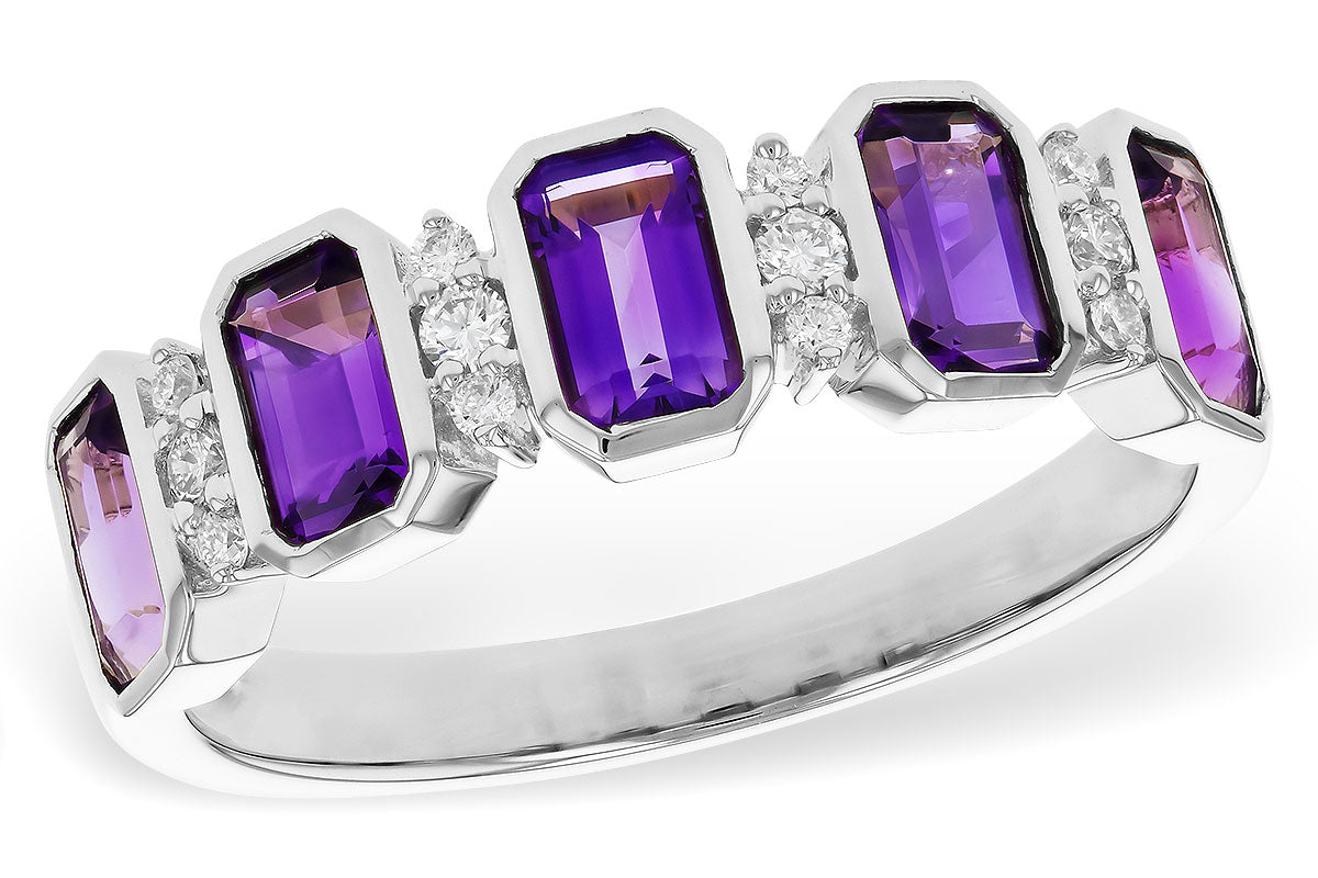 Allison Kaufman Amethyst & Diamond Ring in 14K White Gold, 1.30 ctw
