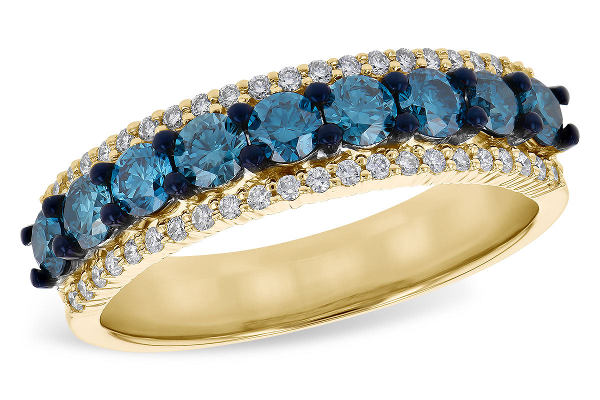 Allison Kaufman Blue Diamond Wedding Band in 14K Yellow Gold, 1.00 ctw