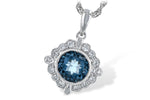 Allison Kaufman Blue Topaz & Diamond Necklace in 14K White Gold, 1.10 ctw