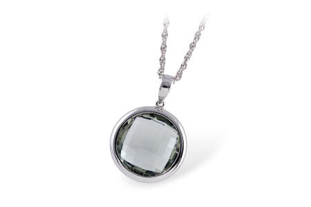 Allison Kaufman Green Amethyst Necklace in 14K White Gold, 5.40 ctw