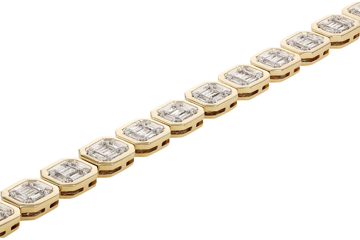 Allison Kaufman Baguette Diamond Bracelet in 14K Yellow Gold, 1.70 ctw, alternate view