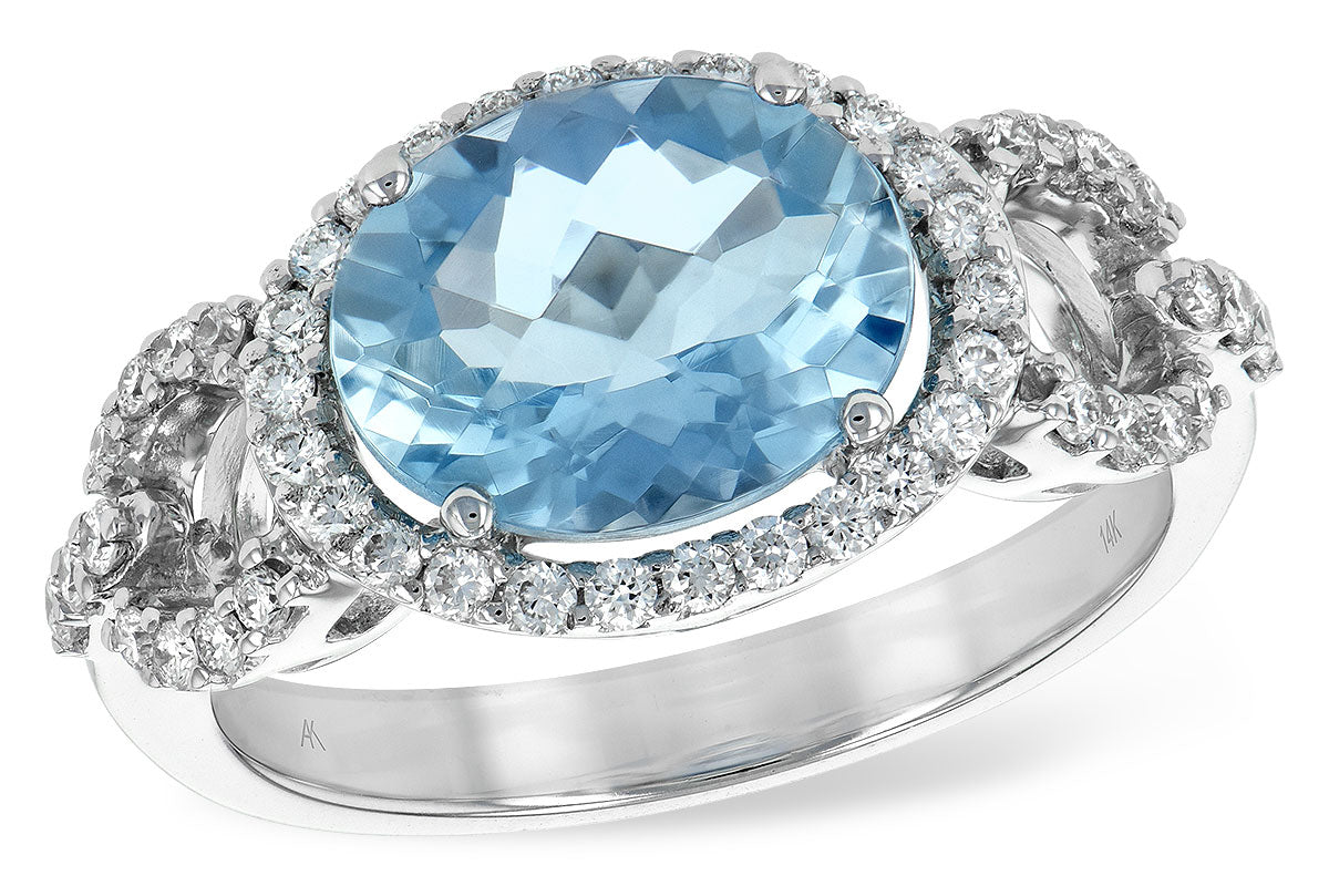 Allison Kaufman Aquamarine & Diamond Ring in 14K White Gold, 2.31 ctw
