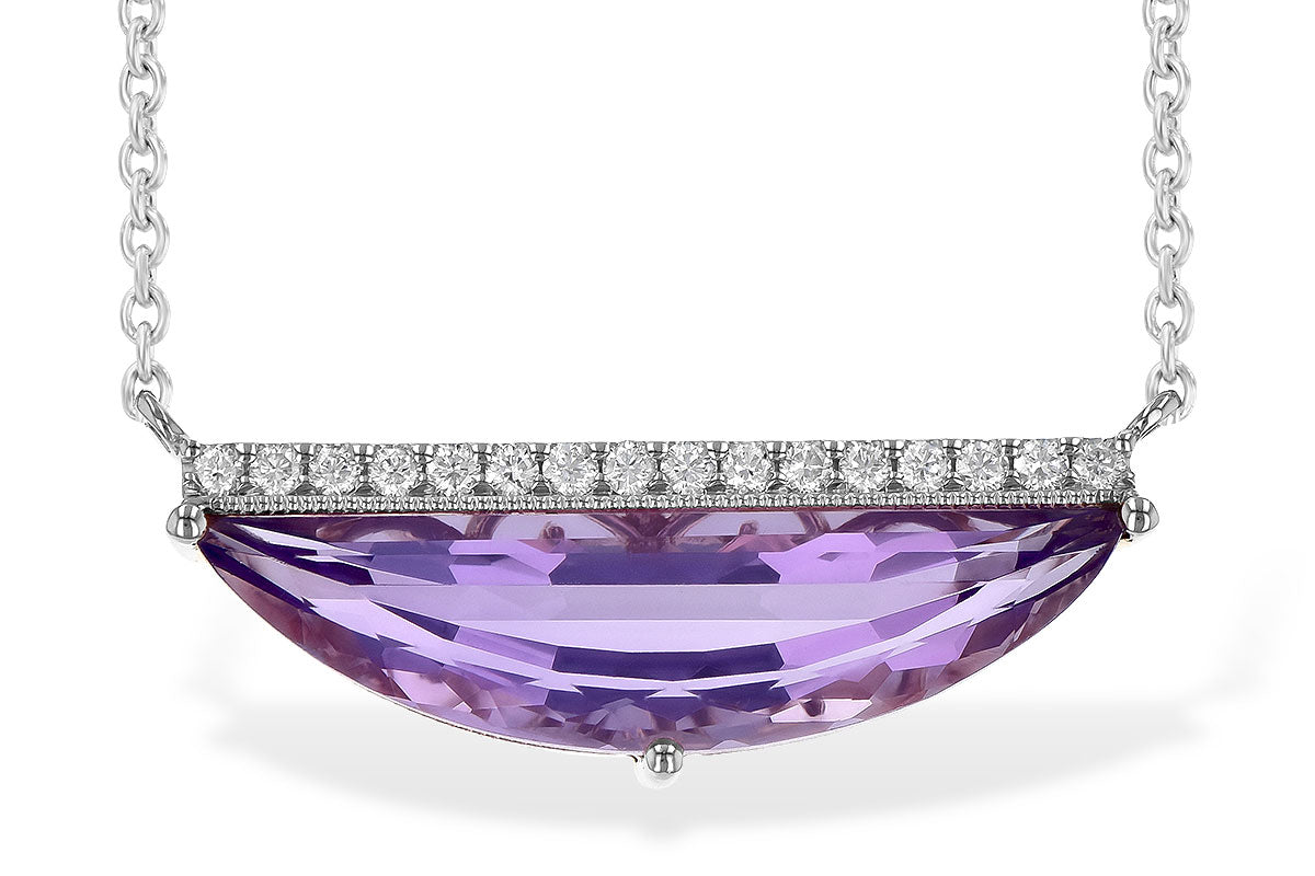 Allison Kaufman Amethyst & Diamond Necklace in 14K White Gold, 2.28 ctw