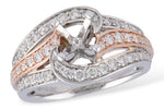 Allison Kaufman Diamond Engagement Ring Semi-Mount in 14K Two-Tone Gold, 0.73 ctw