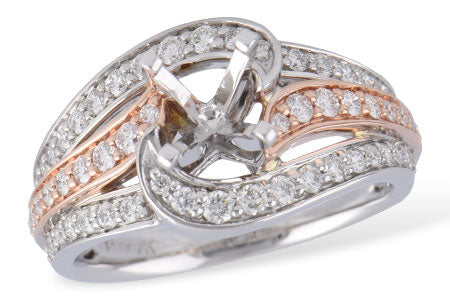 Allison Kaufman Diamond Engagement Ring Semi-Mount in 14K Two-Tone Gold, 0.73 ctw