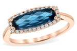 Allison Kaufman London Blue Topaz & Diamond Ring in 14K Rose Gold, 1.90 ctw