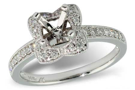 Allison Kaufman Diamond Engagement Ring Semi-Mount in 14K White Gold, 0.24 ctw (L7353)