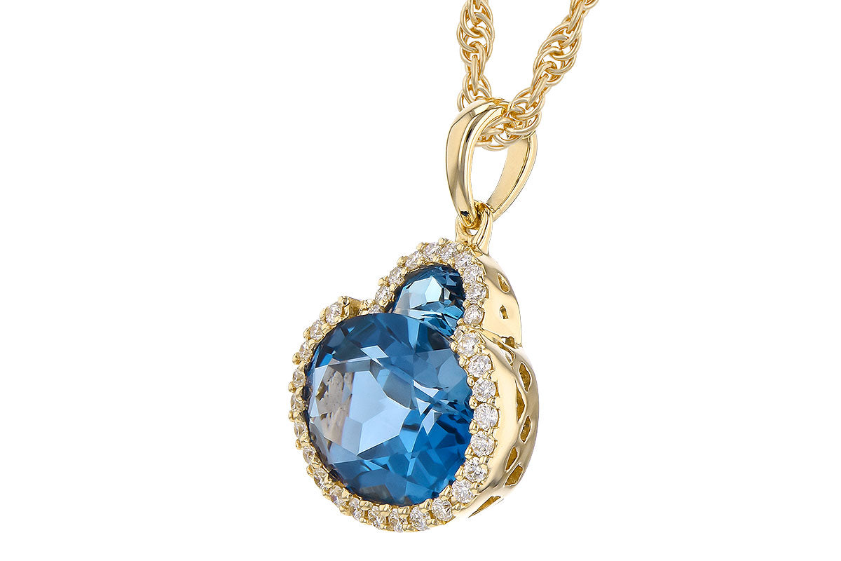 Allison Kaufman London Blue Topaz & Diamond Necklace in 14K Yellow Gold, 3.00 ctw, alternate view