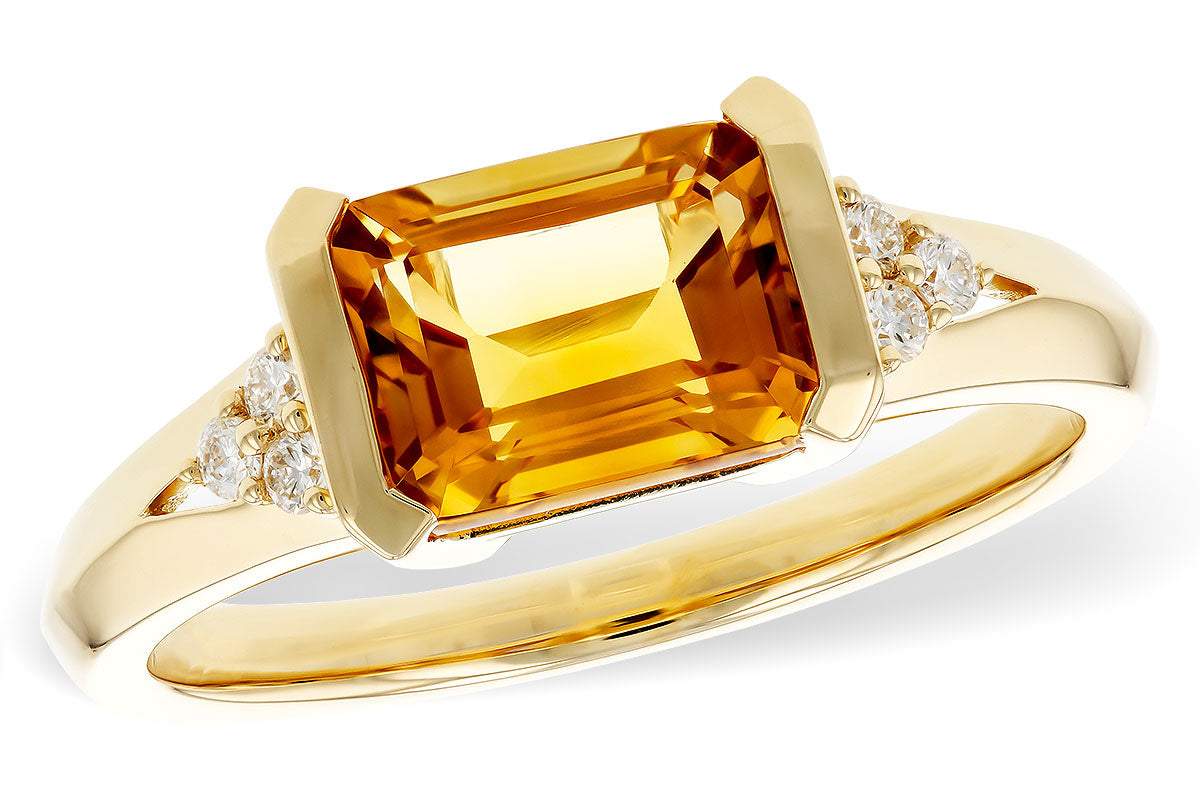 Allison Kaufman Citrine & Diamond Ring in 14K Yellow Gold, 1.55 ctw