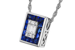 Allison Kaufman Sapphire & Diamond Necklace in 14K White Gold, 1.02 ctw, alternate view