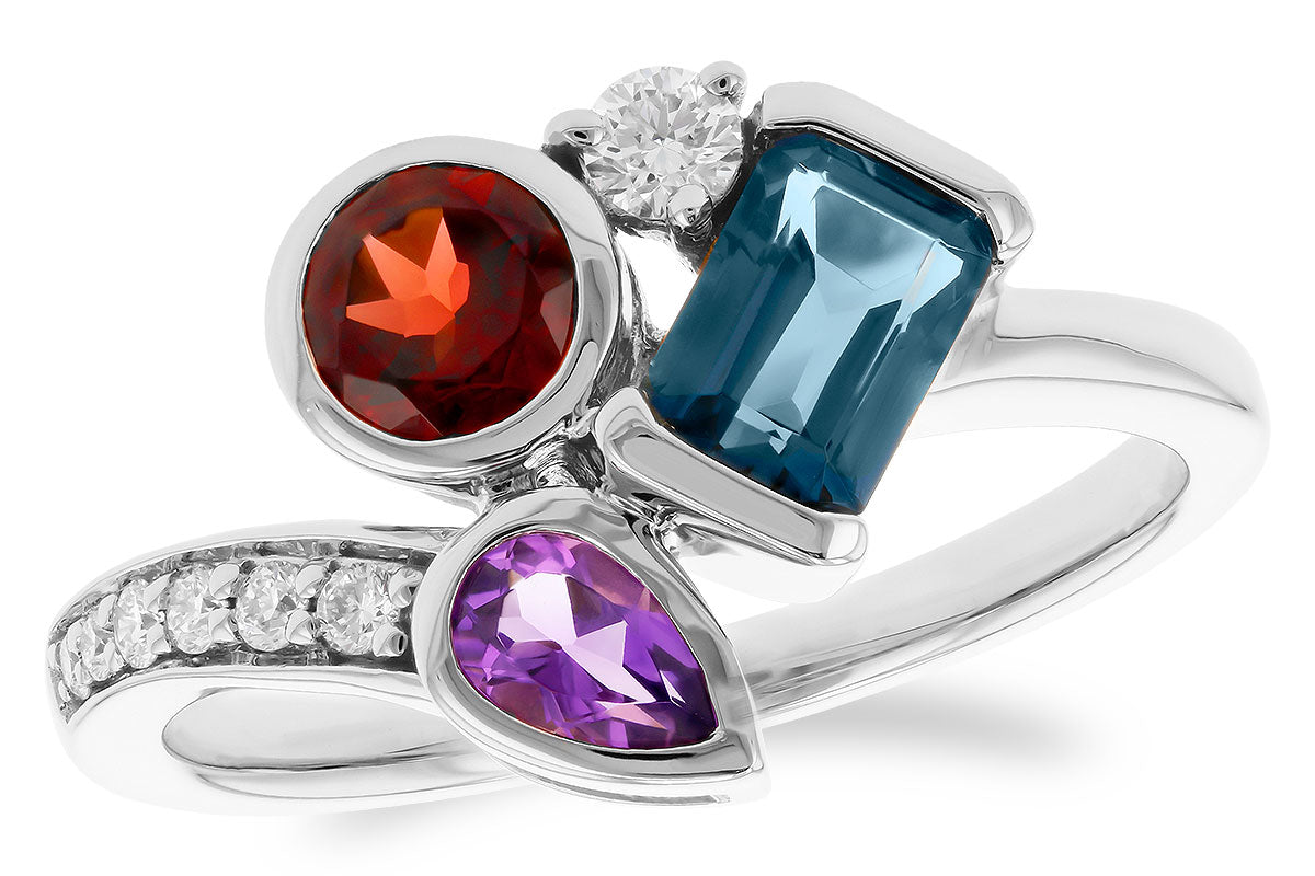 Allison Kaufman Multi-Gemstone & Diamond Ring in 14K White Gold, 1.30 ctw
