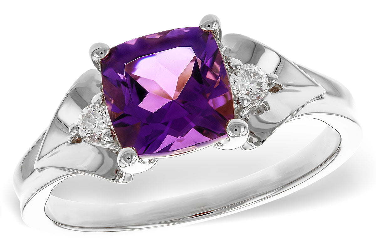 Allison Kaufman Amethyst & Diamond Ring in 14K White Gold, 1.44 ctw