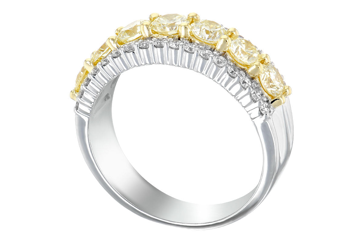 Allison Kaufman Yellow Diamond Wedding Band in 14K Two-Tone Gold, 1.64 ctw, alternate view