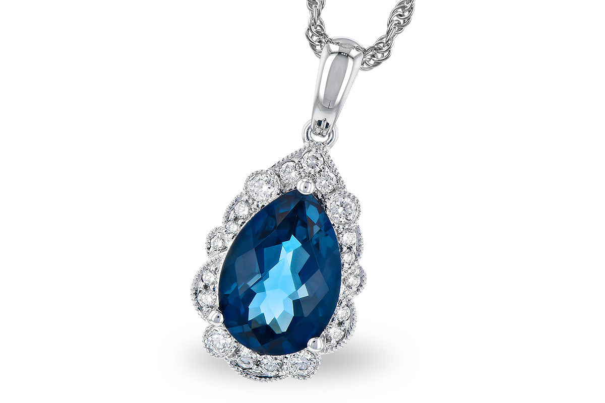 Allison Kaufman London Blue Topaz & Diamond Necklace in 14K White Gold, 2.40 ctw (N8306)