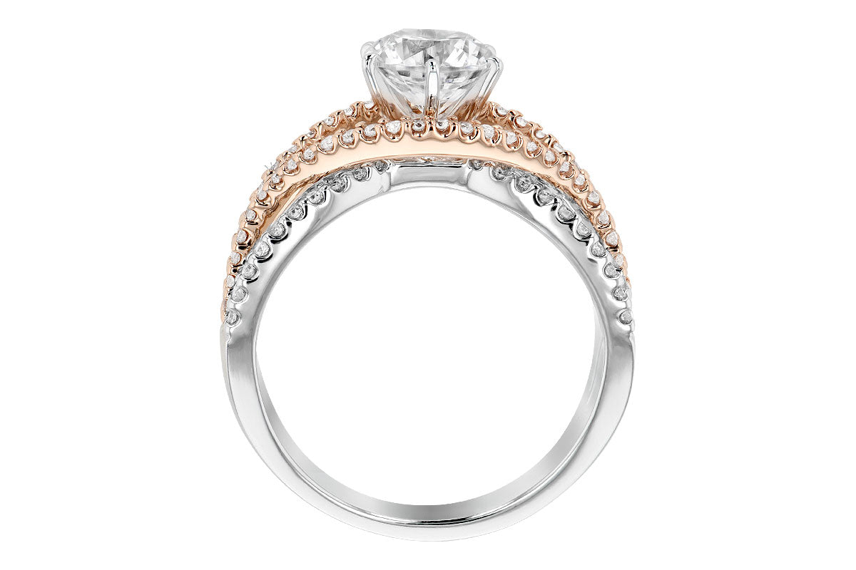 Allison Kaufman Diamond Engagement Ring Semi-Mount in 14K Two-Tone Gold, 0.53 ctw, alternate view