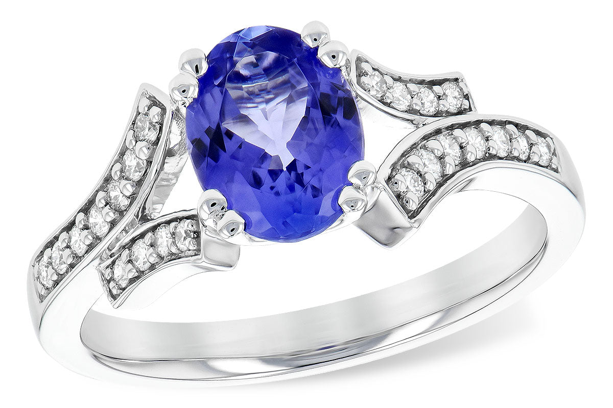 Allison Kaufman Tanzanite & Diamond Ring in 14K White Gold, 1.30 ctw