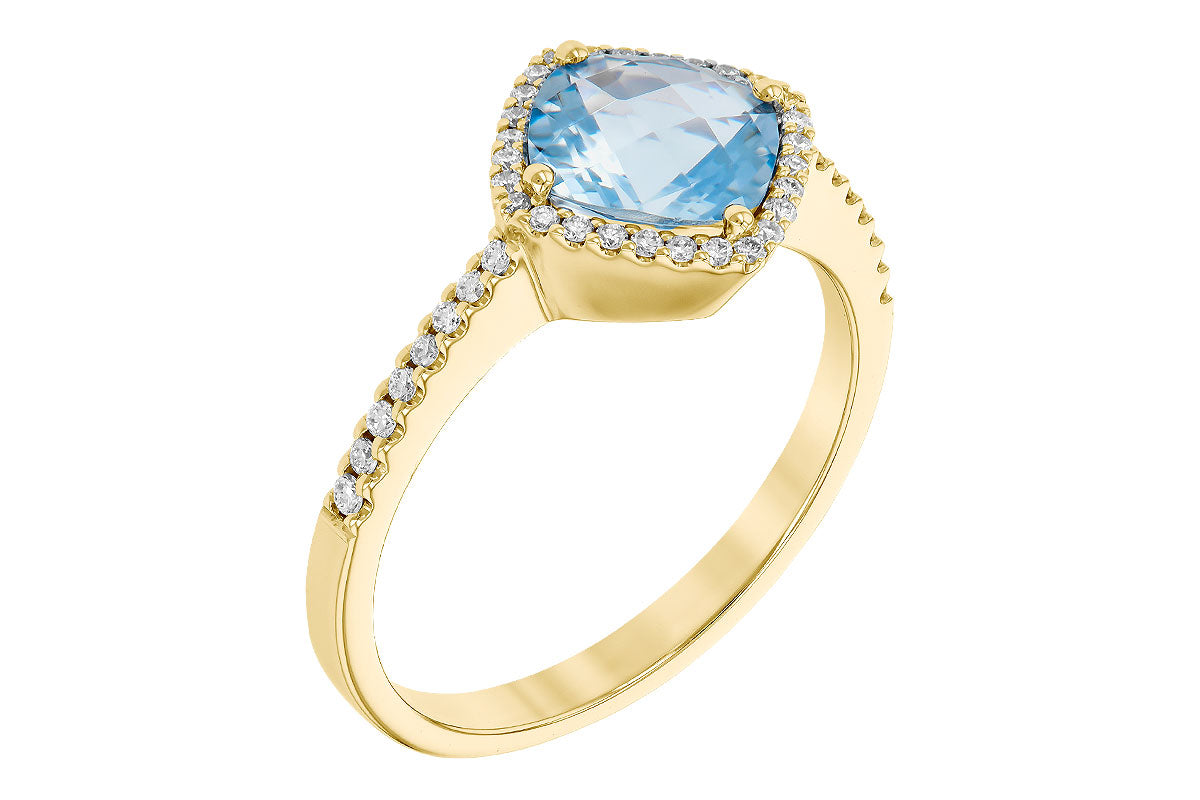 Allison Kaufman Aquamarine & Diamond Ring in 14K Yellow Gold, 1.29 ctw, alternate view