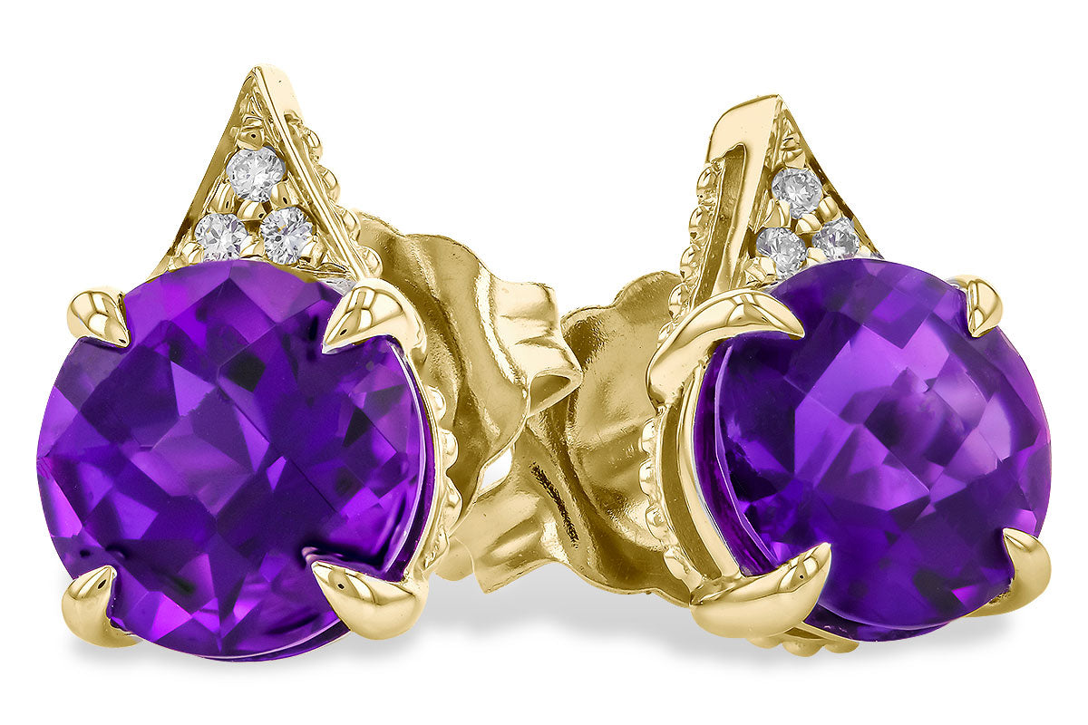 Allison Kaufman Amethyst & Diamond Earrings in 14K Yellow Gold, 1.35 ctw