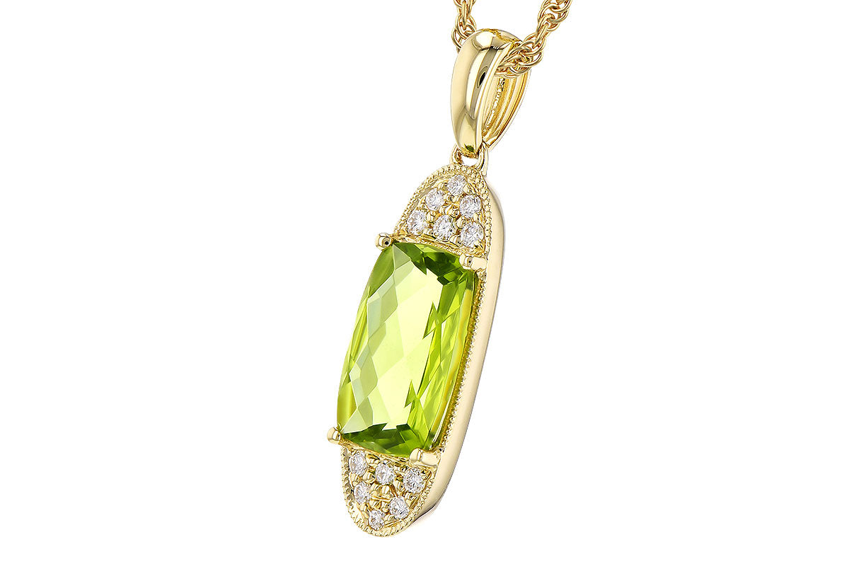 Allison Kaufman Peridot & Diamond Necklace in 14K Yellow Gold, 2.00 ctw (N8313), alternate view