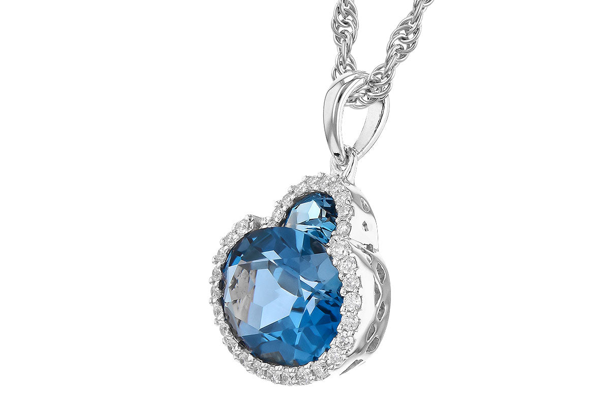 Allison Kaufman London Blue Topaz & Diamond Necklace in 14K White Gold, 3.00 ctw, alternate view