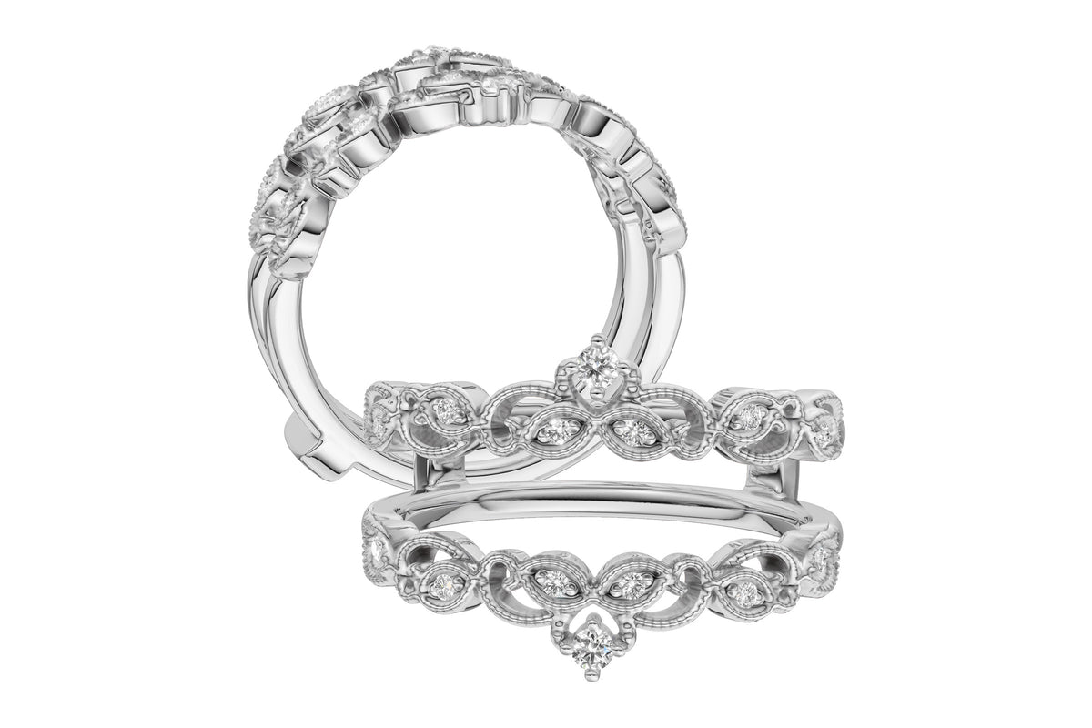 Allison Kaufman Diamond Ring Guard in 14K White Gold, 0.08 ctw, alternate view