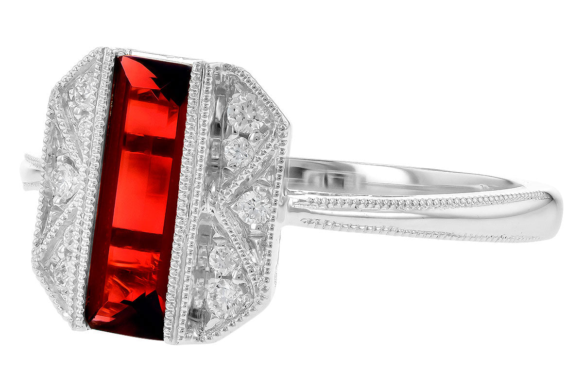 Allison Kaufman Garnet & Diamond Ring in 14K White Gold, 1.25 ctw, alternate view