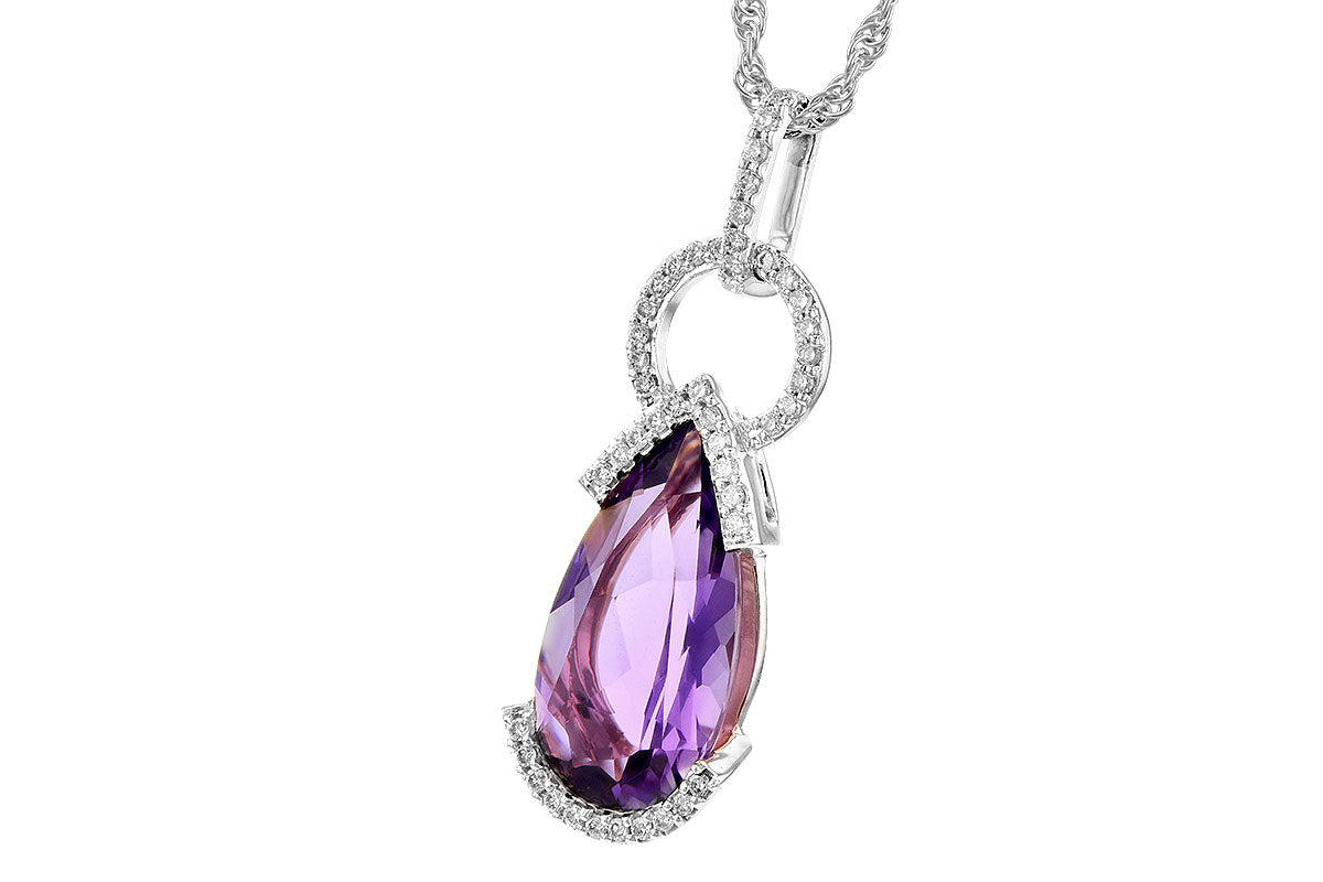 Allison Kaufman Amethyst & Diamond Necklace in 14K White Gold, 2.58 ctw, alternate view
