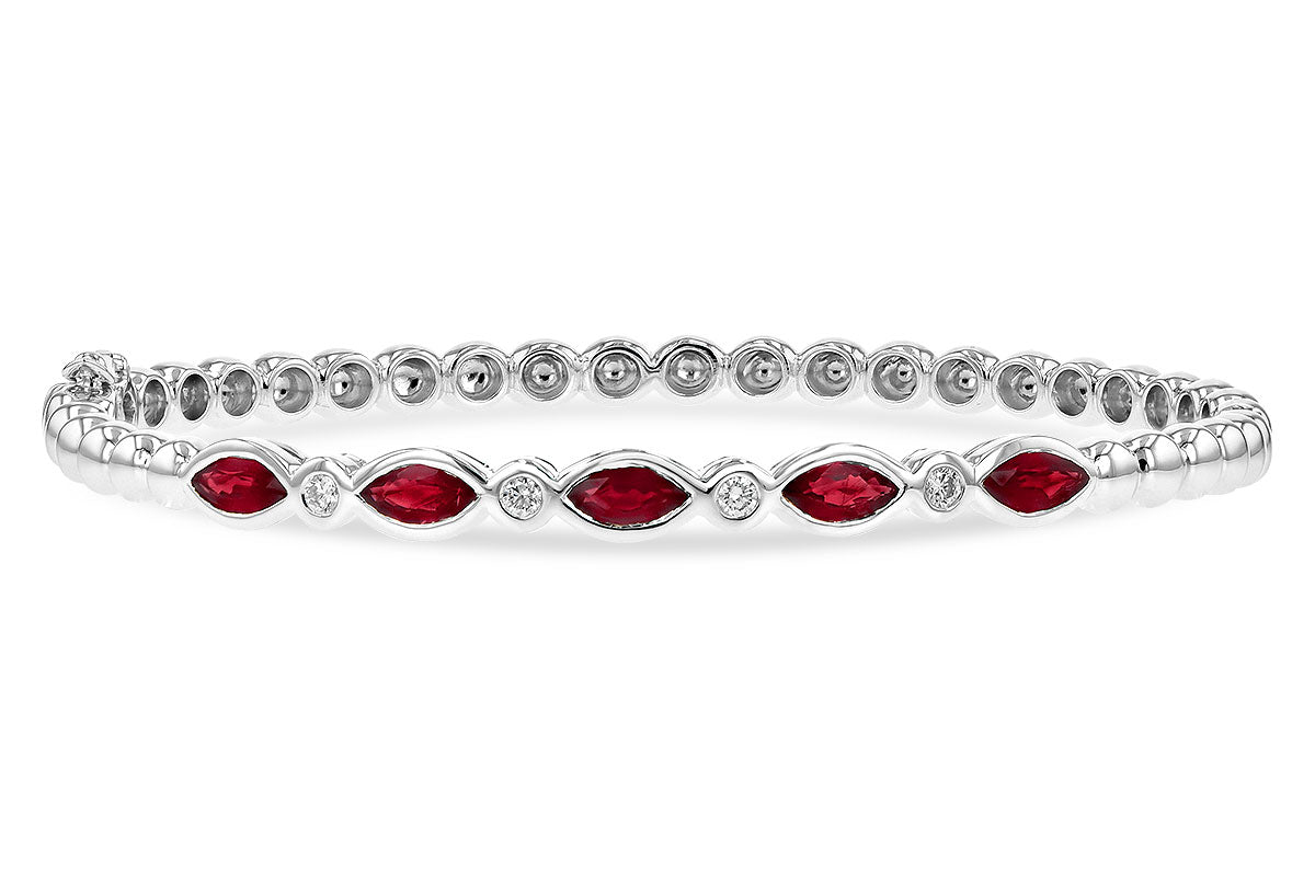 Allison Kaufman Ruby & Diamond Bangle Bracelet in 14K White Gold, 1.63 ctw