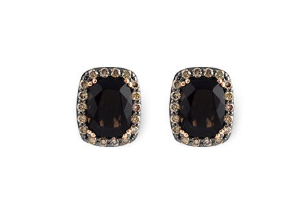 Allison Kaufman Smoky Quartz & Brown Diamond Earrings in 14K Rose Gold, 2.58 ctw