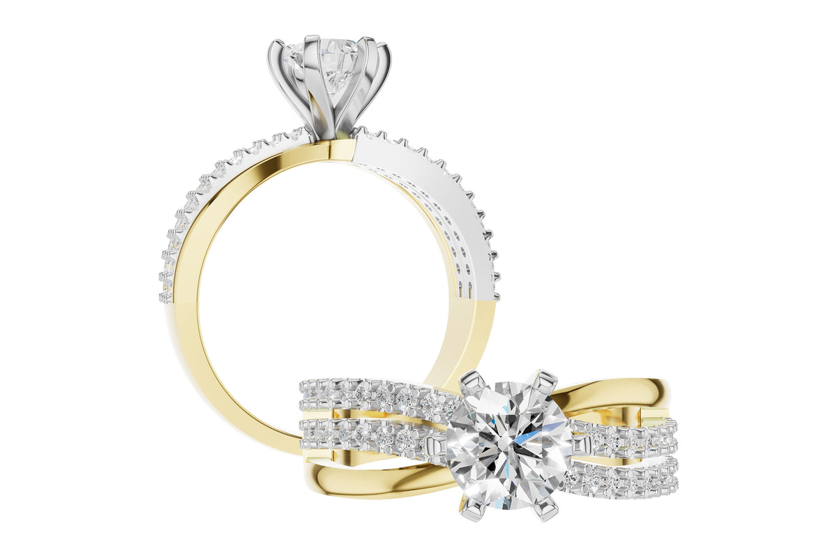 Allison Kaufman Diamond Engagement Ring Semi-Mount in 14K Yellow & White Gold, 0.34 ctw, alternate view
