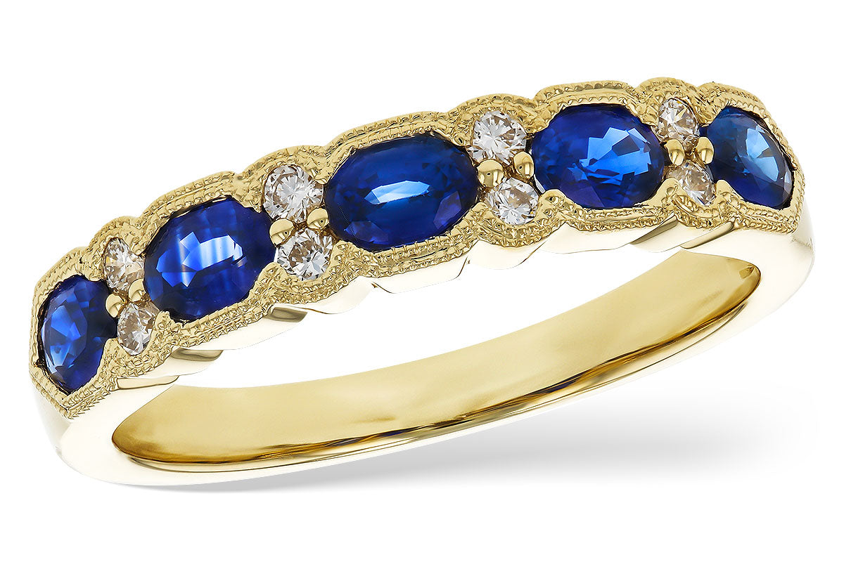 Allison Kaufman Sapphire & Diamond Wedding Band in 14K Yellow Gold, 1.04 ctw