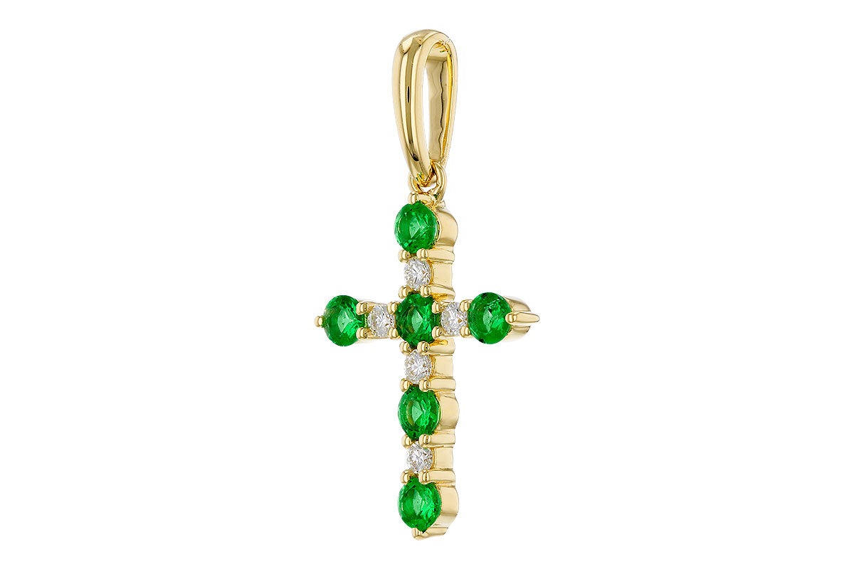 Allison Kaufman Emerald & Diamond Pendant in 14K Yellow Gold, 0.35 ctw, alternate view