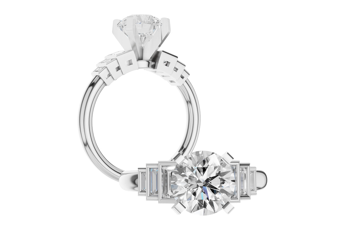 Allison Kaufman Baguette Diamond Engagement Ring Semi-Mount in 14K White Gold, 0.26 ctw, alternate view