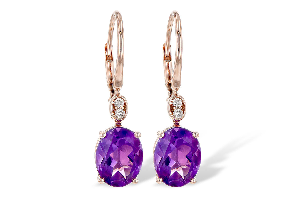 Allison Kaufman Amethyst & Diamond Earrings in 14K Rose Gold, 2.90 ctw