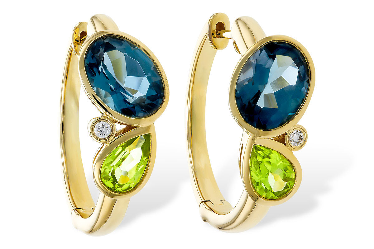 Allison Kaufman London Blue Topaz & Diamond Earrings in 14K Yellow Gold, 3.00 ctw