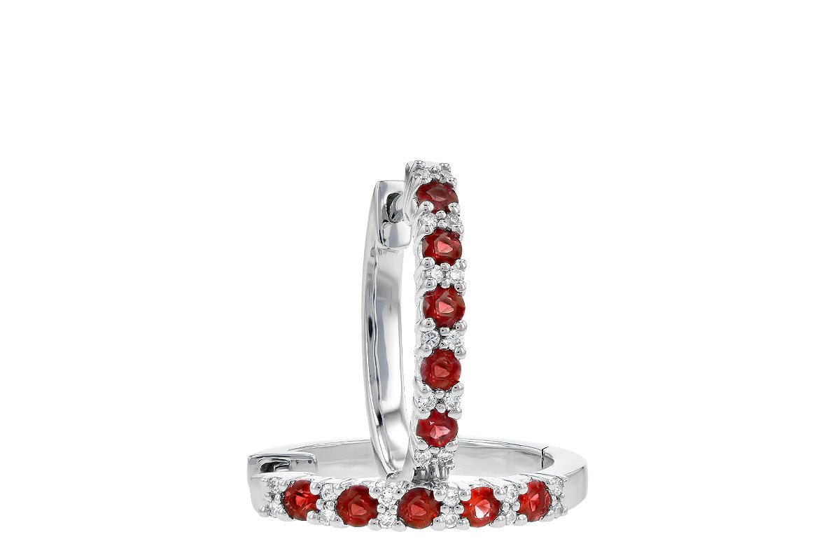 Allison Kaufman Ruby & Diamond Earrings in 14K White Gold, 0.55 ctw, alternate view