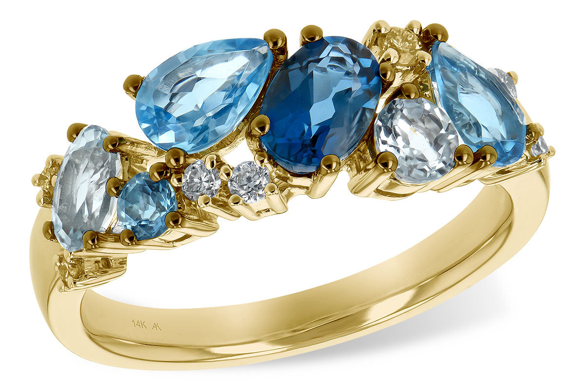 Allison Kaufman Blue Topaz & Diamond Ring in 14K Yellow Gold, 2.16 ctw