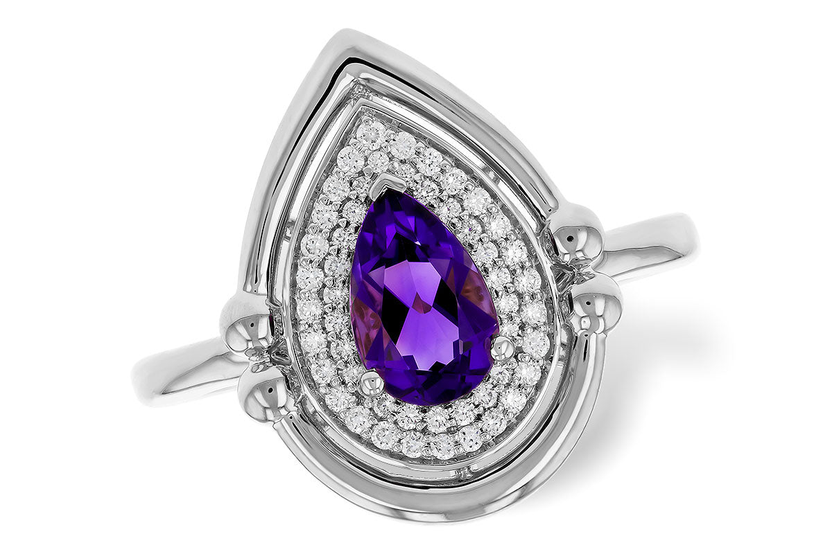 Allison Kaufman Amethyst & Diamond Ring in 14K White Gold, 0.86 ctw