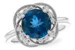 Allison Kaufman London Blue Topaz & Diamond Ring in 14K White Gold, 3.05 ctw