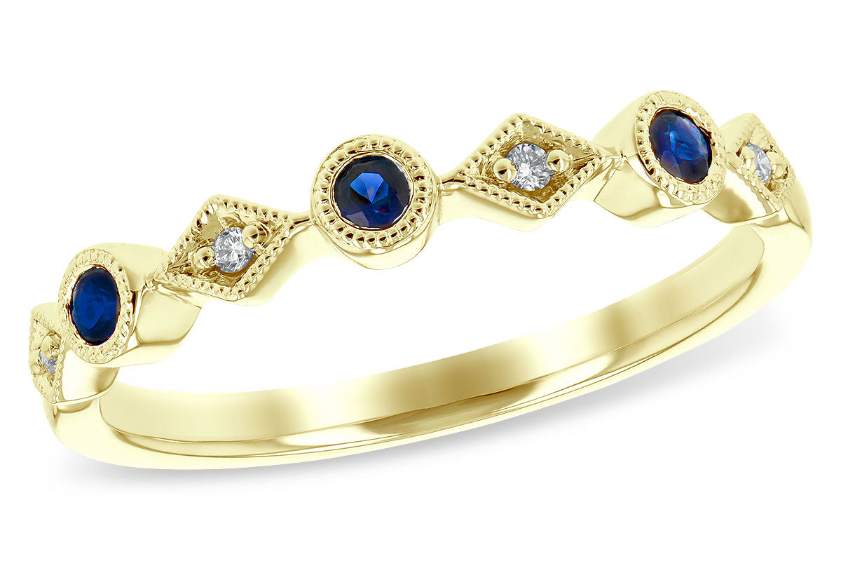 Allison Kaufman Sapphire & Diamond Wedding Band in 14K Yellow Gold, 0.17 ctw