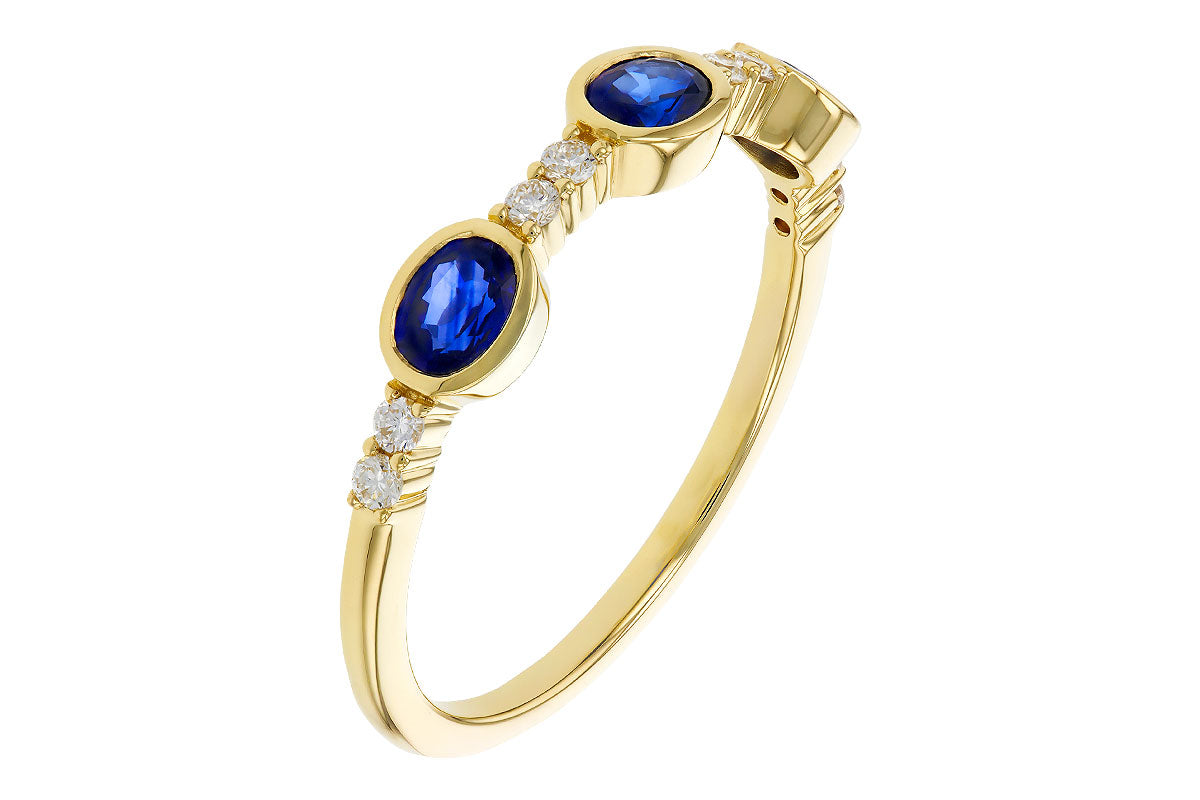 Allison Kaufman Sapphire & Diamond Wedding Band in 14K Yellow Gold, 0.84 ctw, alternate view