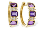 Allison Kaufman Amethyst & Diamond Earrings in 14K Yellow Gold, 1.16 ctw