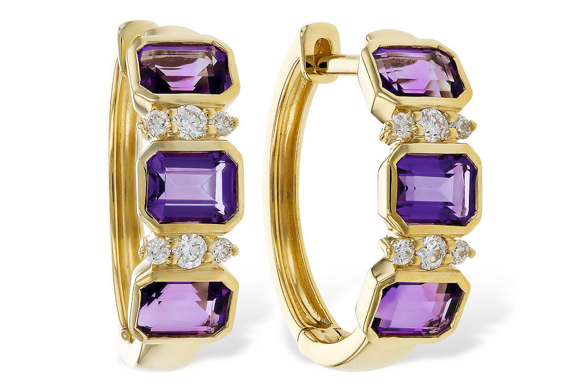Allison Kaufman Amethyst & Diamond Earrings in 14K Yellow Gold, 1.16 ctw