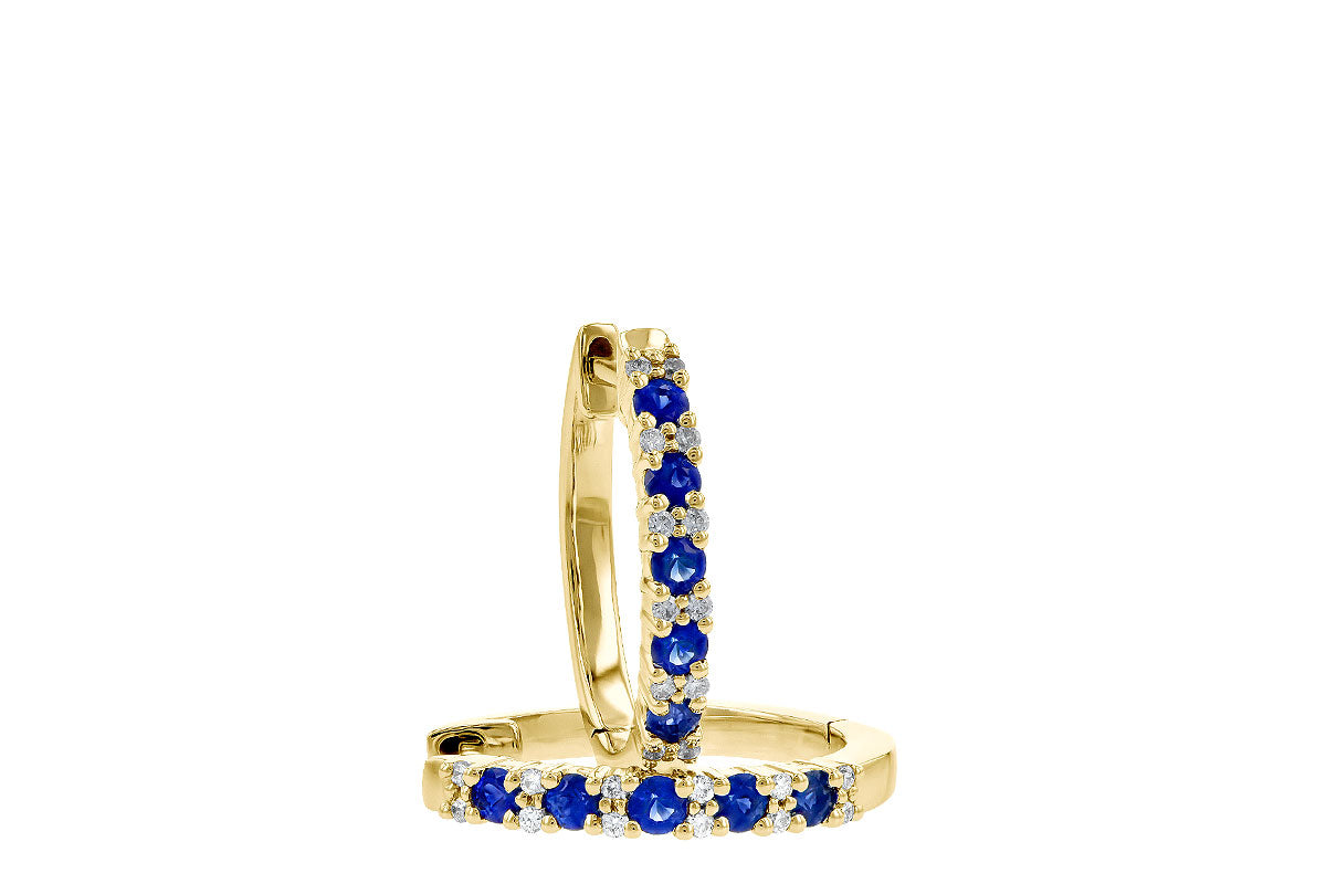 Allison Kaufman Sapphire & Diamond Earrings in 14K Yellow Gold, 0.30 ctw, alternate view