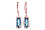 Allison Kaufman London Blue Topaz & Diamond Earrings in 14K Rose Gold, 2.28 ctw