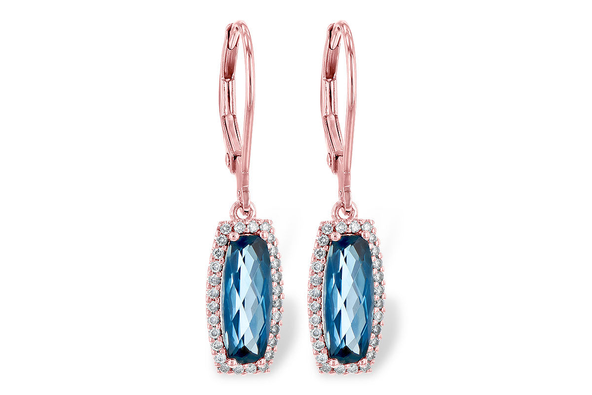 Allison Kaufman London Blue Topaz & Diamond Earrings in 14K Rose Gold, 2.28 ctw