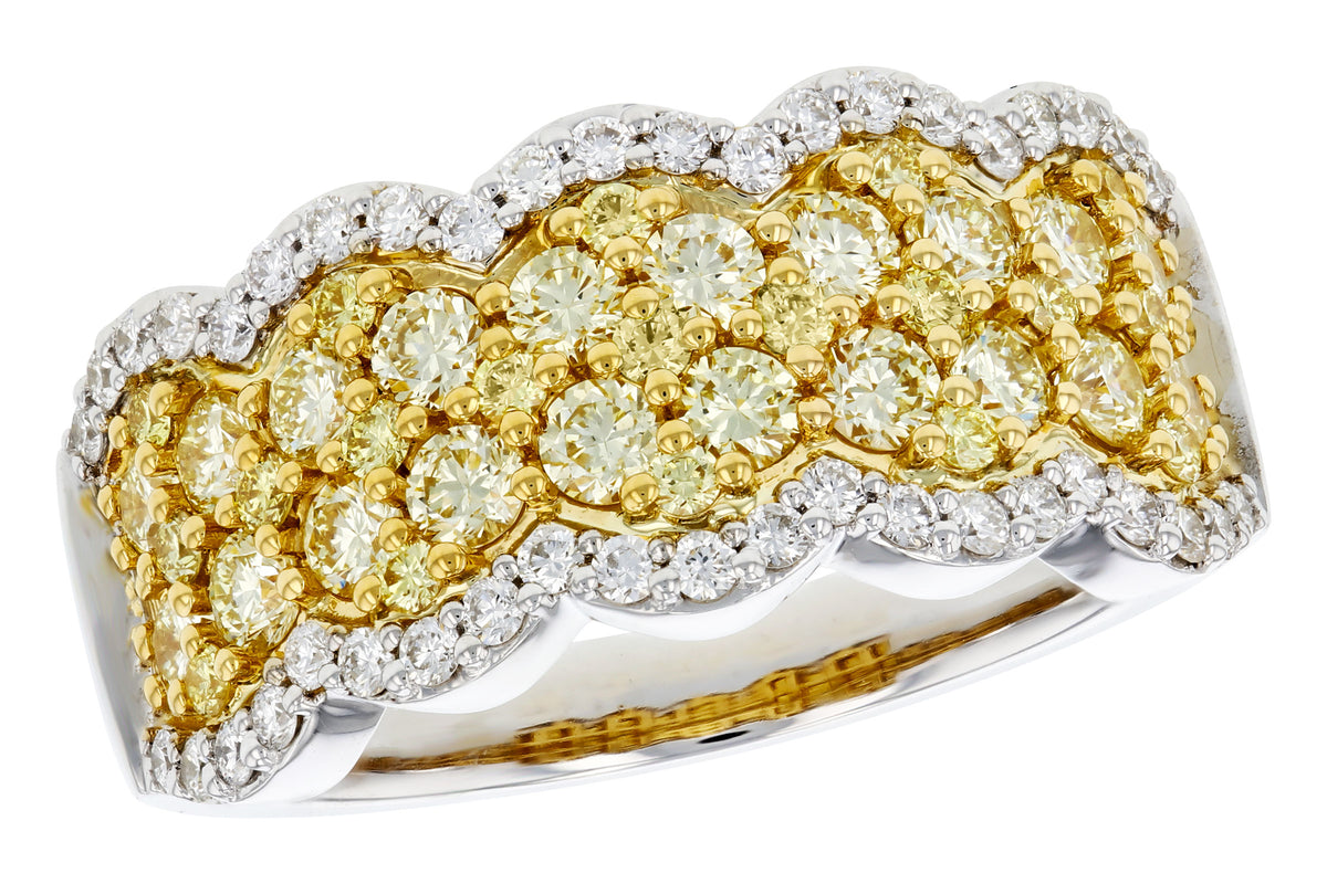 Allison Kaufman Yellow Diamond Wedding Band in 14K Yellow & White Gold, 1.55 ctw