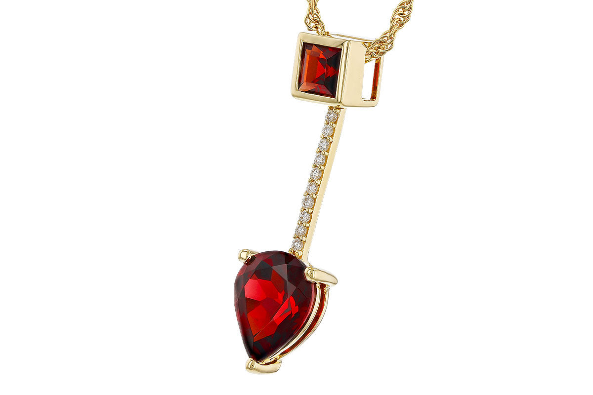 Allison Kaufman Garnet & Diamond Necklace in 14K Yellow Gold, 2.20 ctw, alternate view